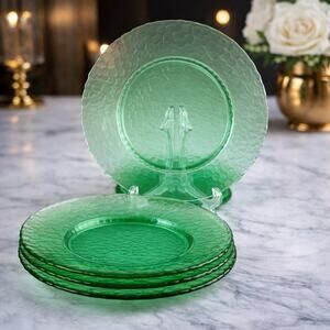 Arcoroc France Style Dinner Plates Set Jade Sage Green Cobblestone Pebble 11”